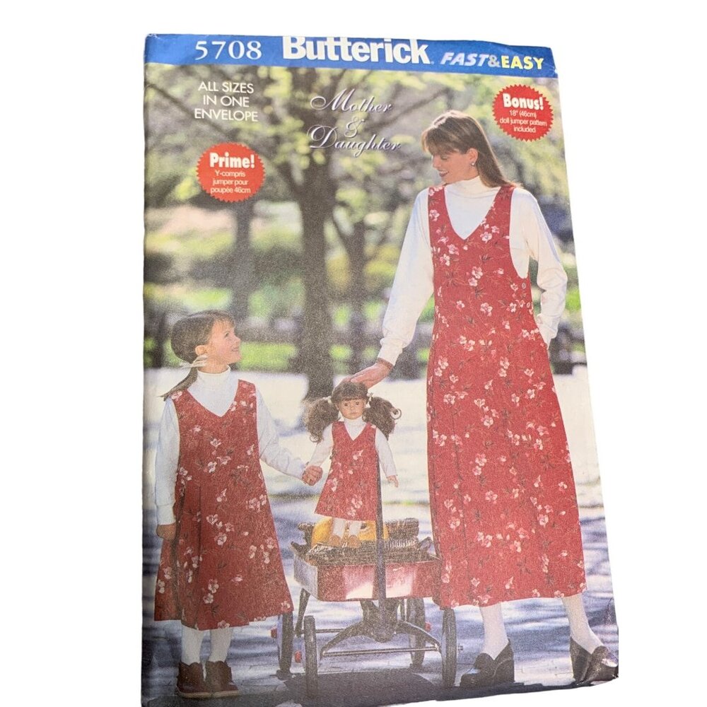 Butterick Sew Pattern 5708 Mother Daughter Matching Dress Child 2-8 Misses 6-18